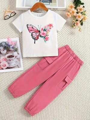 Stoky Baby Girls Casual T-shirt Pant(Whiite)