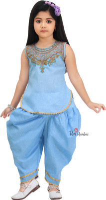 Samshil Fashion Baby Girls Party(Festive) Top Dhoti Pant(Blue)