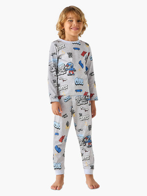 JUNIORS by Babyshop Boys Casual T-shirt Pyjama(Grey)