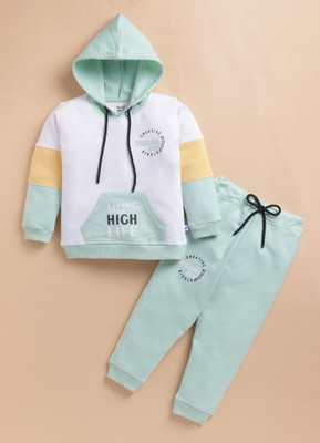 TOONYPORT Boys Casual Sweatshirt Sweatpant(Light Green, Cream)