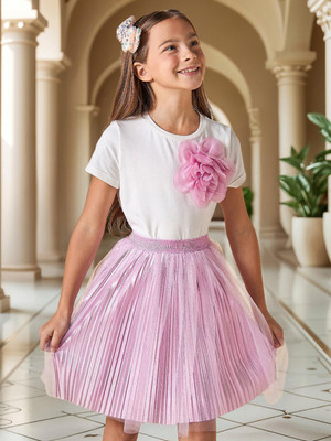 JUNIORS by Babyshop Girls Casual Top Skirt(White_Purple)