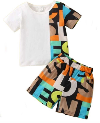 INDHRANI Baby Boys & Baby Girls Casual T-shirt Shorts(White)
