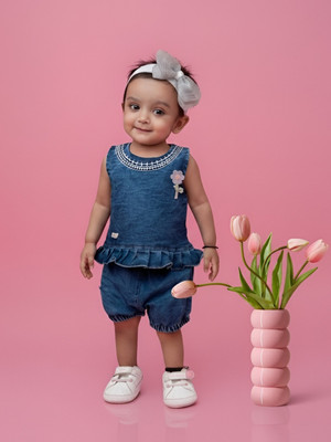 BABY'S DAY Baby Girls Casual Top Shorts(Pink-1)