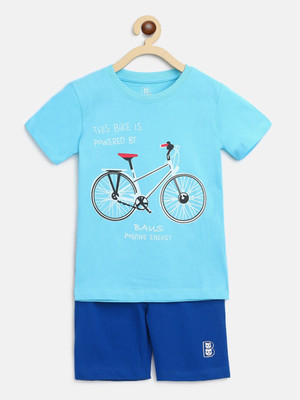 BAUS Boys Casual T-shirt Shorts(Blue)