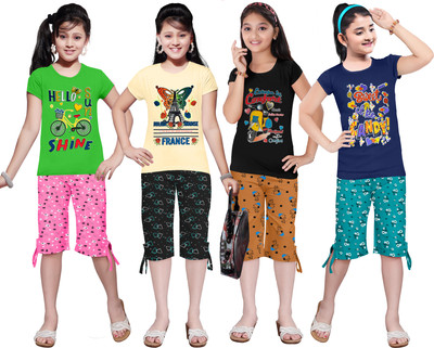 KS KOARRA Girls Casual T-shirt Track Pants(132 MULTICOLOURRS)