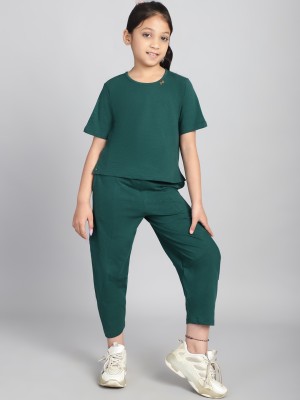 BAAWRI Girls Casual Top Pant(Green)