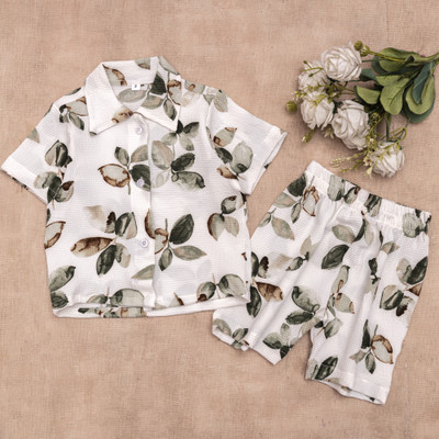 DHALUDI Baby Boys & Baby Girls Party(Festive) Shirt Shorts(GREEN)