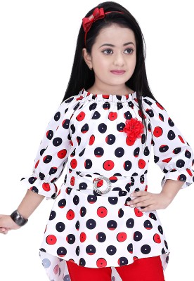 Sweetfashion Girls Party(Festive) Top Pyjama(GIRL RED PAJAMA WHITE TOP WITH RED AND BLACK PRINTED)