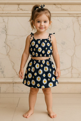 Varni Fashion Girls Casual Top Skirt(Black)