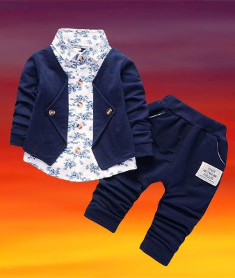 Fastrs Baby Boys Party(Festive) Jacket Pant, Shirt(Blue)