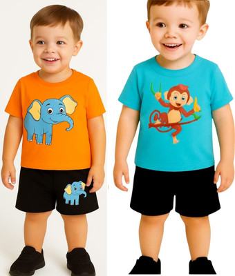 SEGRO Baby Boys & Baby Girls Casual T-shirt Shorts(ORANGE, MINT)