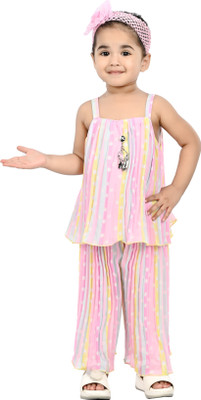 new gen Girls Casual Top Trouser(Pink)
