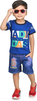 NIVARACREATION Boys Party(Festive) T-shirt Shorts(Blue)