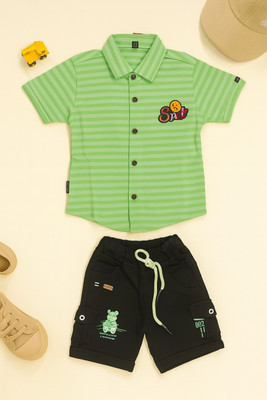 karnika Baby Boys Casual Shirt Shorts(Green)
