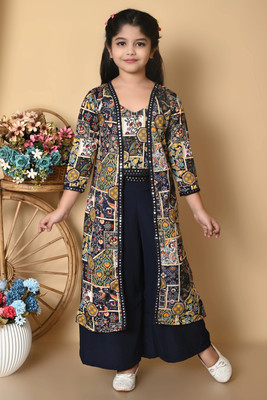 SPAMitude Girls Party(Festive) Top Pant, Jacket(NAVY BLUE)