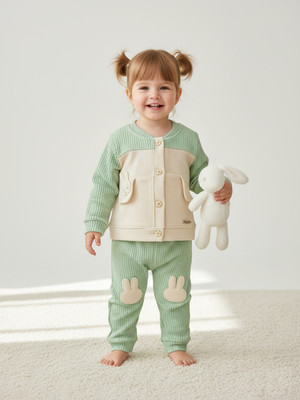 BABY'S DAY Baby Girls Casual Top Pant(Green)