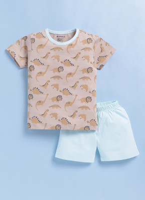 TOONYPORT Boys Casual T-shirt Shorts(Beige, Grey)