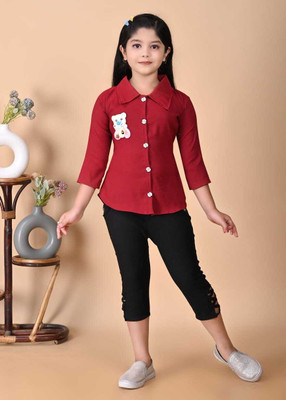 AsSahanaraDresses Girls Party(Festive) T-shirt Pant(RED)