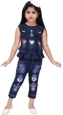 Anaya Azrin Girls Casual Top Jeans(Navy Blue)
