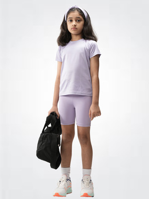 UMILDO Girls Casual T-shirt Shorts(LAVENDER)