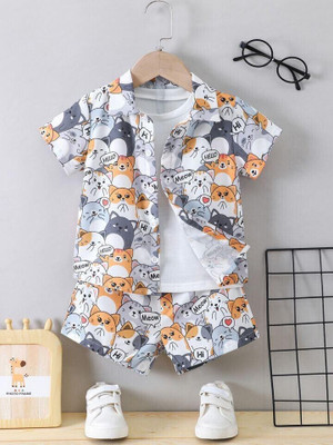 OptNshop Boys Casual Shirt Shorts(Grey)