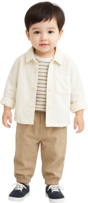 MiniMighty Baby Boys Casual T-shirt Pant(Beigh)
