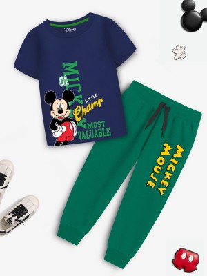 DISNEY BY MISS & CHIEF Boys Casual T-shirt Track Pants(Green, Black)