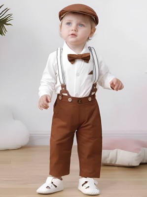 philanthropic Baby Boys Party(Festive) Shirt Pant, Suspenders, Bow Tie, Cap(WHITE)