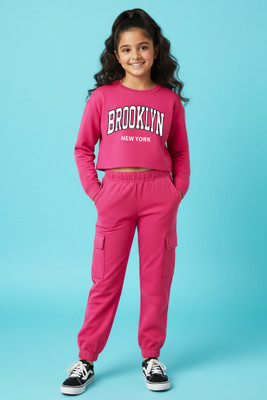 Trampoline Girls Casual Top Track Pants(Pink)