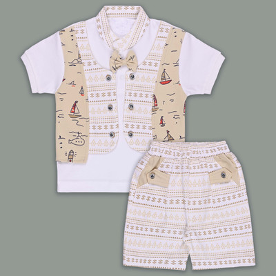 Wishkaro Baby Boys Casual T-shirt Shorts(Brown)