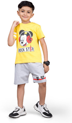 ACTLIVE Baby Boys Casual T-shirt Shorts(YELLOW)