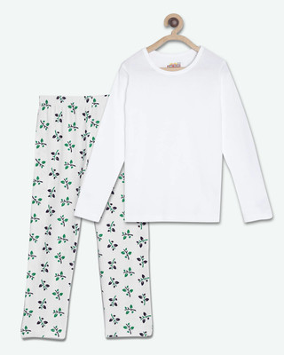 NOW OR NEVER Girls Casual Pyjama Sleepsuit(WHIT_LEAF)