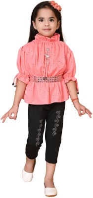 Quipple Girls Party(Festive) Top Capri(Peach)