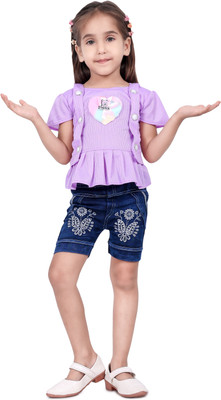 BL Fashion Bazar Baby Girls Casual Top Pant(Purple)