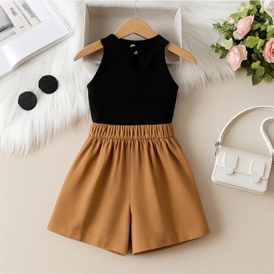 RIYANSHI Girls Casual Top Skirt(Black, Brown)