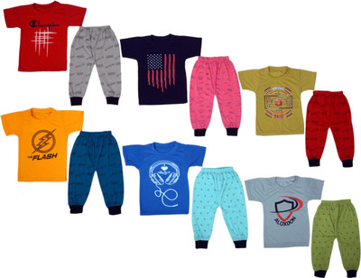 FB GROUP OF COMPANY Baby Boys & Baby Girls Casual T-shirt Track Pants(multicolor)