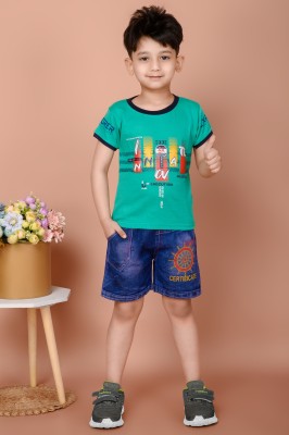 Tanjila Fashion Baby Boys Casual T-shirt Shorts(Green)