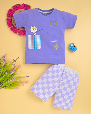 UniponKids Boys Casual T-shirt Shorts(BLUE)