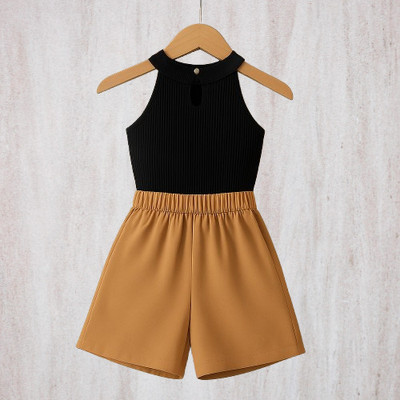 RIYANSHI Girls Casual Top Skirt(Black, Brown)