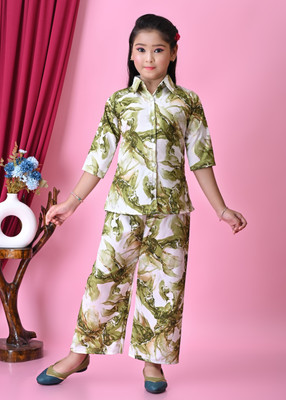 STEEPEARLY Girls Casual Top Pyjama(Green)