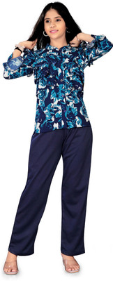 luxoya trendz Girls Casual Shirt Trouser(Blue)