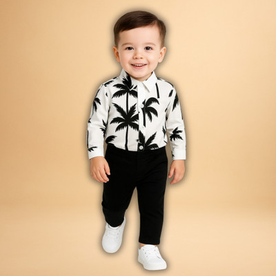 menvy Baby Boys Casual Shirt Shorts(WHITE FLOWSOME PATTERN)