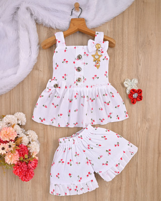 MI DRESSES Baby Girls Casual Pant Top(WHITE)