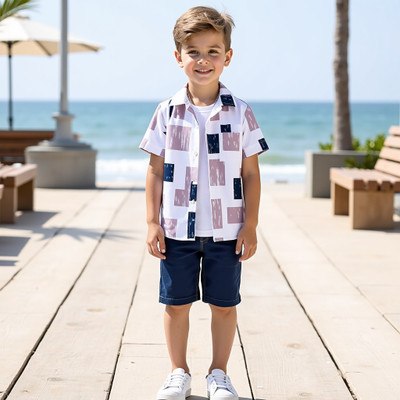 YARA TRENDZ Boys Casual Shirt Shorts(1001 NAVY)