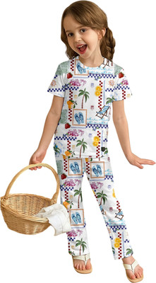 Dholakiya Empire Vibe LLP Baby Boys & Baby Girls Casual T-shirt Pyjama(Green Blue)