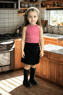 RIYASNHI Girls Casual Top Shorts(Pink, Black)