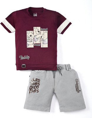 Wonder Klothes Boys Party(Festive) T-shirt Shorts(Burgundy)