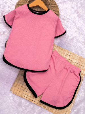 KRIVA Boys & Girls Casual T-shirt Shorts(PINK)