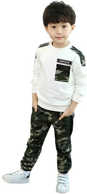 JEKESHVI Baby Boys & Baby Girls Party(Festive) T-shirt T-shirt, Track Pants(WHITE)