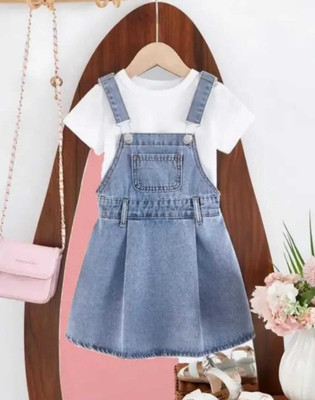 M KIDES DRESSES Baby Girls Daisy Party(Festive) T-shirt Skirt(WHITE, BLUE)